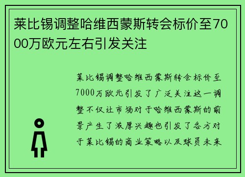 莱比锡调整哈维西蒙斯转会标价至7000万欧元左右引发关注